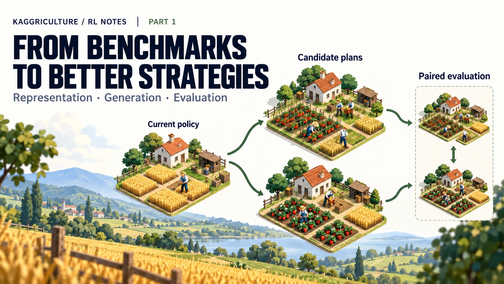 Alternative farm plans generated from an existing policy and compared in paired evaluation